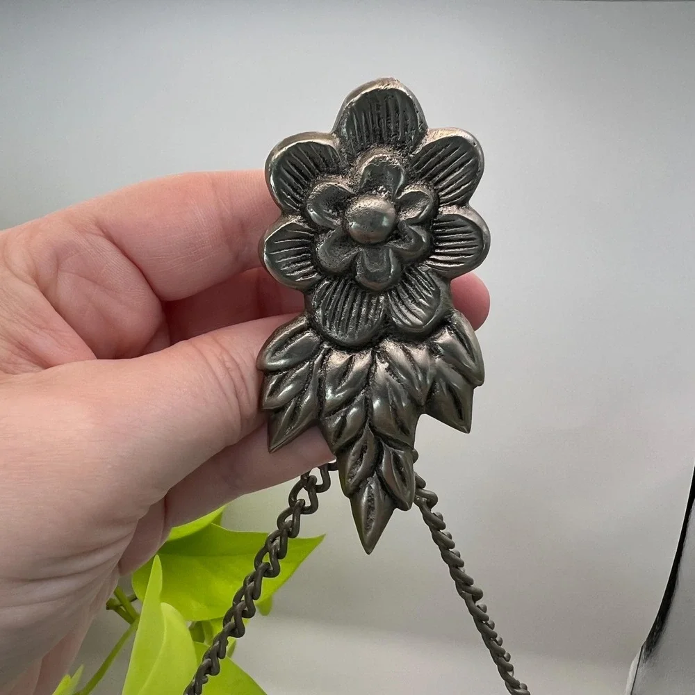 Silver Hanging Wedding Mirror Eleglant  Floral Trim Heirloom Cottage Core